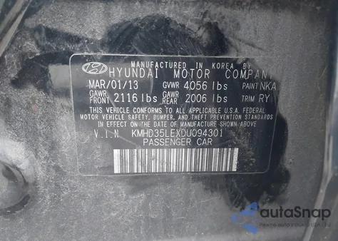 2013 Hyundai Elantra Gt z USA, uszkodzony, nr VIN KMHD35LEXDU094301